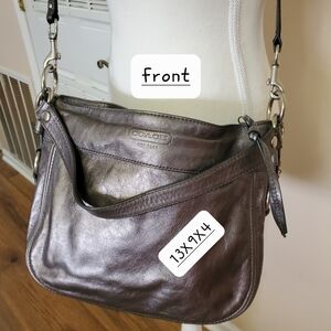 Vintage Coach Grey Leather crossbody and purse with dust cover gently loved